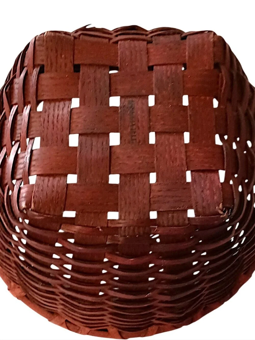 Basketville Handmade Basket Handles Rustic Primitive‎ Woven Reed Slats Vintage